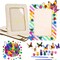 10 Pack Picture Frame Painting Craft Kit, 6'' x 8'' DIY Blank Wooden Photo Frames with Stand, Painting Set, 3D Butterfly and Glitter Eva Stickers for Father Day Gift, Kids Craft, Paint and Decorate